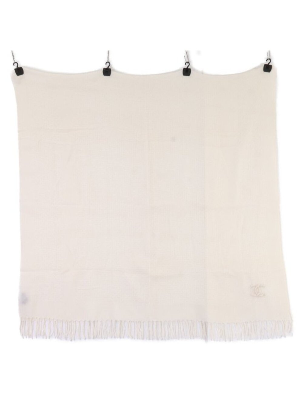 Chanel CC Logo Embroidery Cashmere Scarf